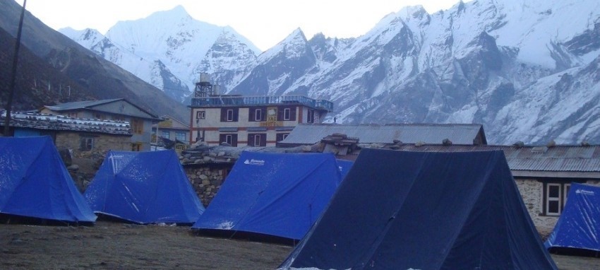 Trek dans le Langtang Ganjala Pass - Langtang Ganjala passer Trekking camp de tentes
