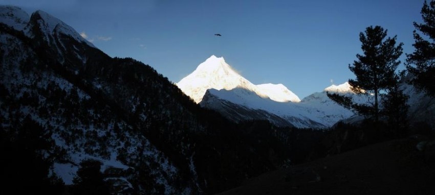 Autour du trek de Manaslu - Vue de Mt. Manaslu